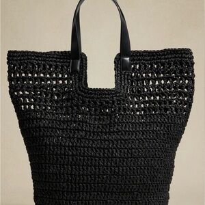 Banana Republic Paper Straw Tote- Black